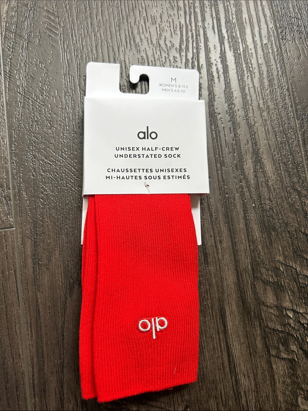 ALO Yoga Unisex Half-Crew Socks - Bright Red with White Logo